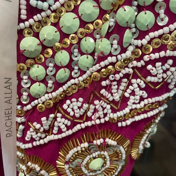 Rachel Allan Fuchsia and Gold Embellished Prom Dress - Picture 7 of 12